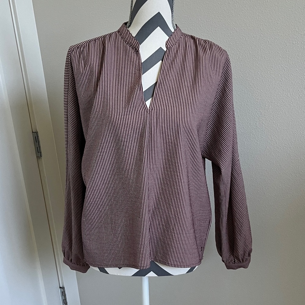 EUC Treasure & Bond Burgundy Striped Blouse